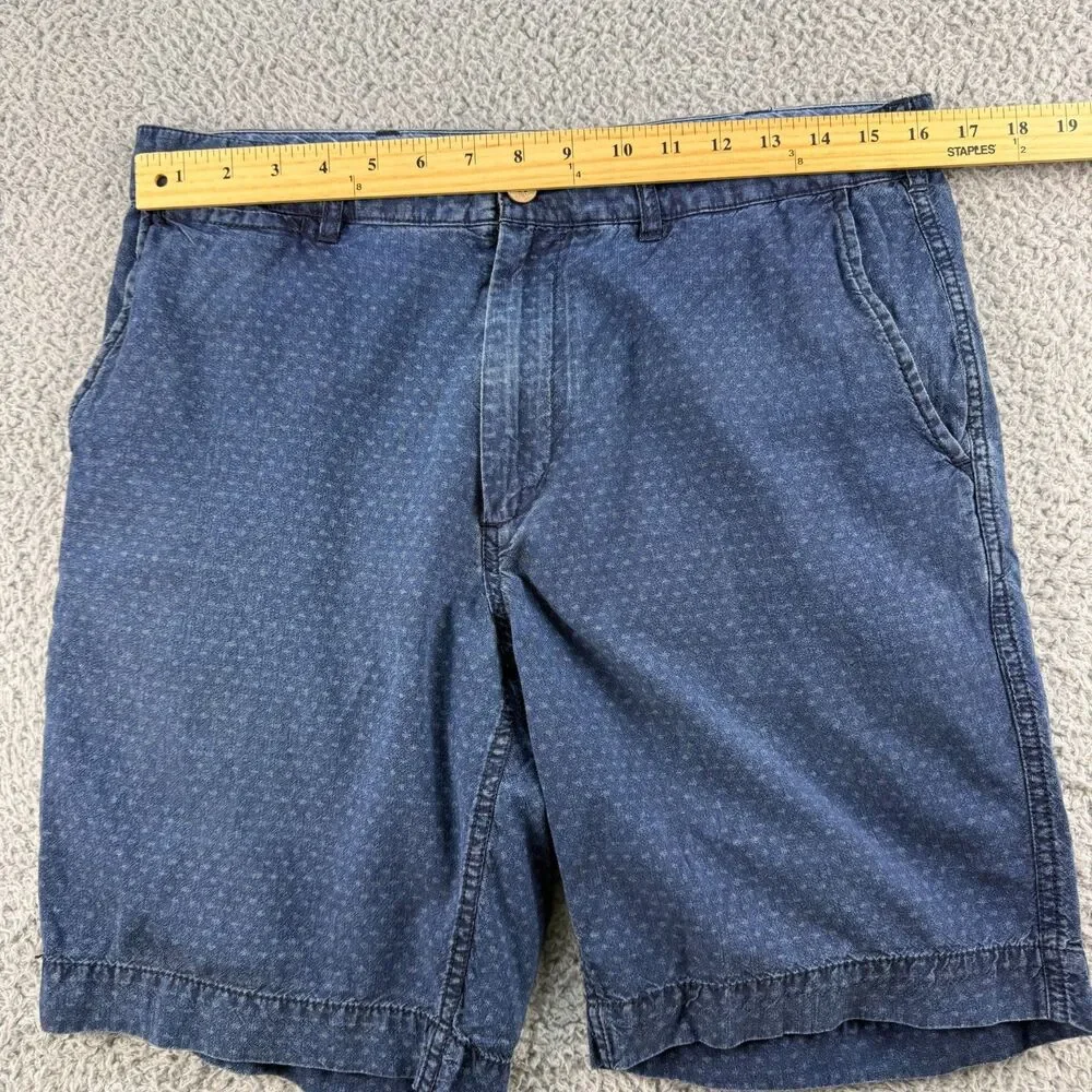 Faherty Island Life Shorts Mens 32 Blue Geometric Faded 100% Cotton Chino